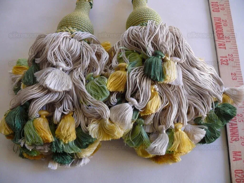 Scalamandre Lyon 100% Silk Double Tie Back Green, Yellow 004