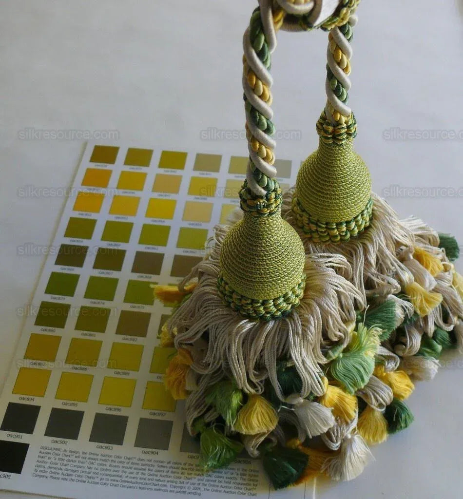 Scalamandre Lyon 100% Silk Double Tie Back Green, Yellow 004