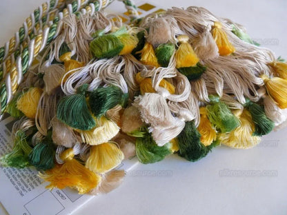 Scalamandre Lyon 100% Silk Double Tie Back Green, Yellow 004