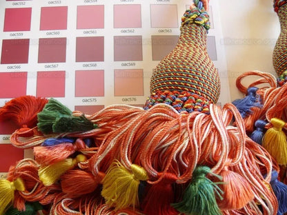 Scalamandre Lyon 100% Silk Double Tie Back in Coral Royal, Green