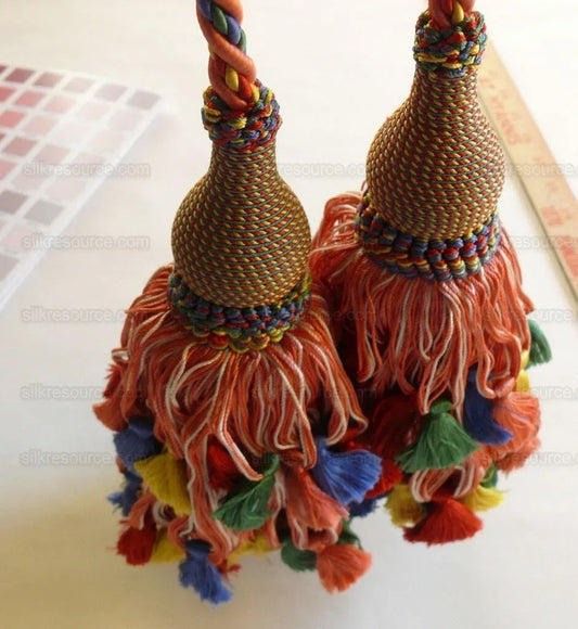 Scalamandre Lyon 100% Silk Double Tie Back in Coral Royal, Green