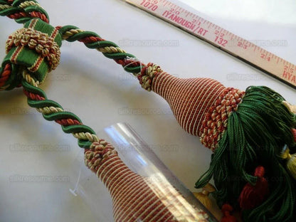 Scalamandre Lyon 100% Silk Double Tie Back Rust, Camel Green