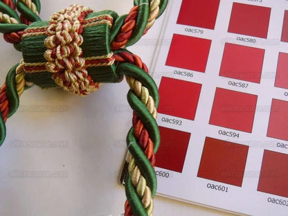 Scalamandre Lyon 100% Silk Double Tie Back Rust, Camel Green