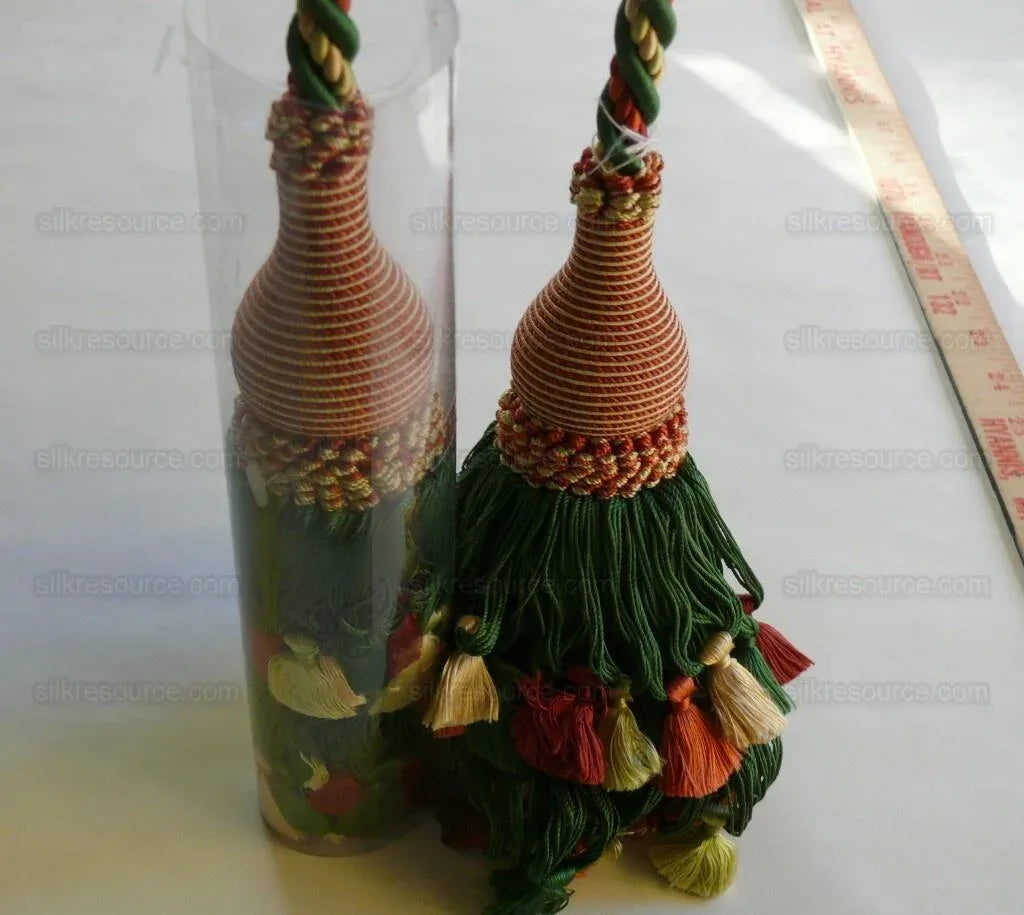 Scalamandre Lyon 100% Silk Double Tie Back Rust, Camel Green