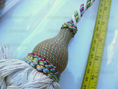 Scalamandre Lyon 100% Silk Tieback White Red Green Yellow, Blue