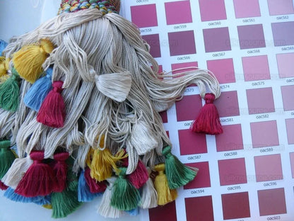 Scalamandre Lyon 100% Silk Tieback White Red Green Yellow, Blue