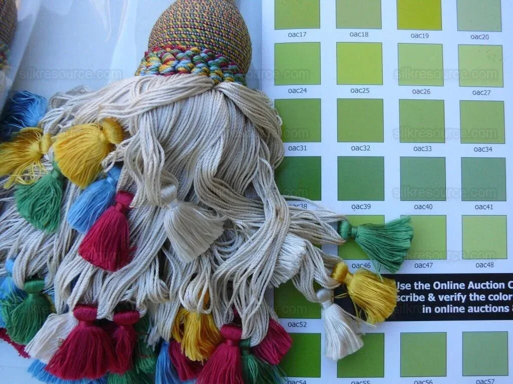 Scalamandre Lyon 100% Silk Tieback White Red Green Yellow, Blue