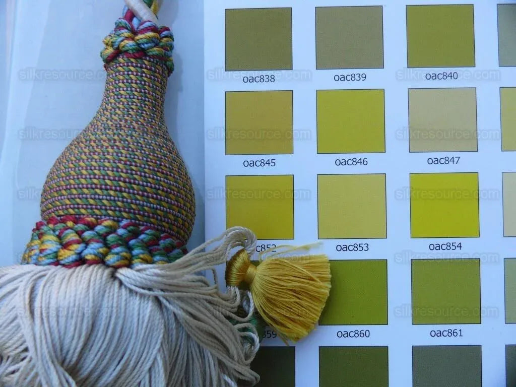 Scalamandre Lyon 100% Silk Tieback White Red Green Yellow, Blue