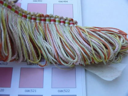 Scalamandre "laurel" Loop Trim Coral Celery Pink, Green Cream100% Silk MSRP USD 200+y