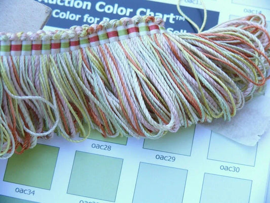 Scalamandre "Laurel" Loop Trim Coral Celery 100% silk MSRP 200+Y