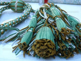 Scalamandre Hampton Court Silk Double Tieback Brown, Green Cream MSRP $1058