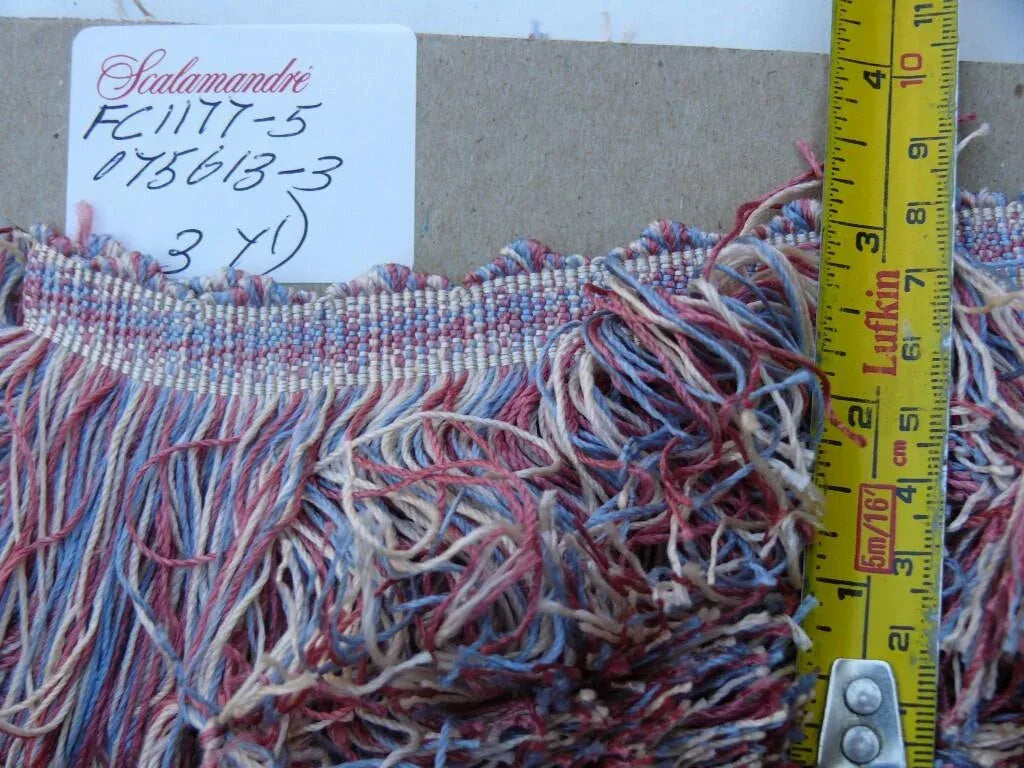 By Yard Scalamandre Loose Fringe Red Blue And White Rayon Blend