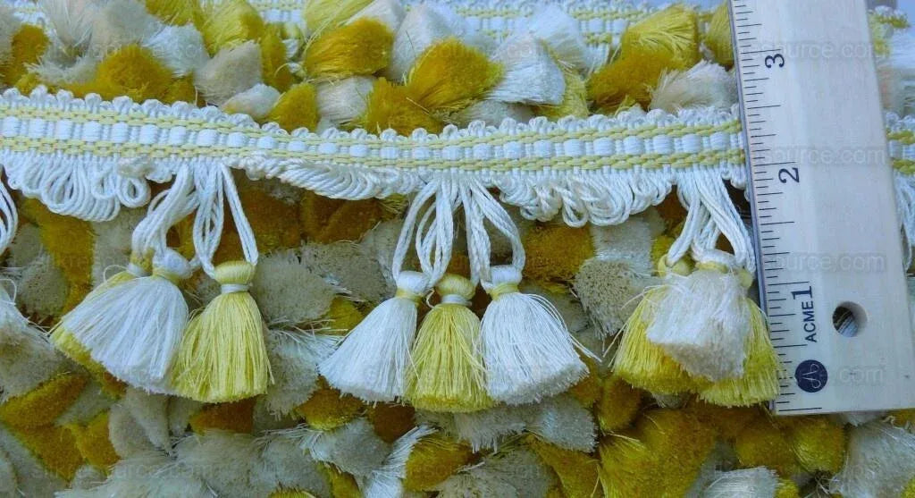 Scalamandre Jules Verne Silk Tassel Fringe, Gold, White Yellow MSRP USD 187.80/Y