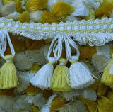 Scalamandre Jules Verne Silk Tassel Fringe, Gold, White BTY