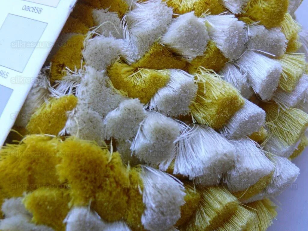 Scalamandre Jules Verne Silk Tassel Fringe, Gold, White Yellow MSRP USD 187.80/Y