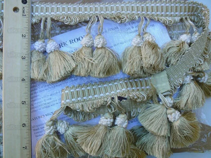 Scalamandre 100% Silk Tassel Fringe Trim, Wheat &amp; White Light Gold MSRP USD 259/Y