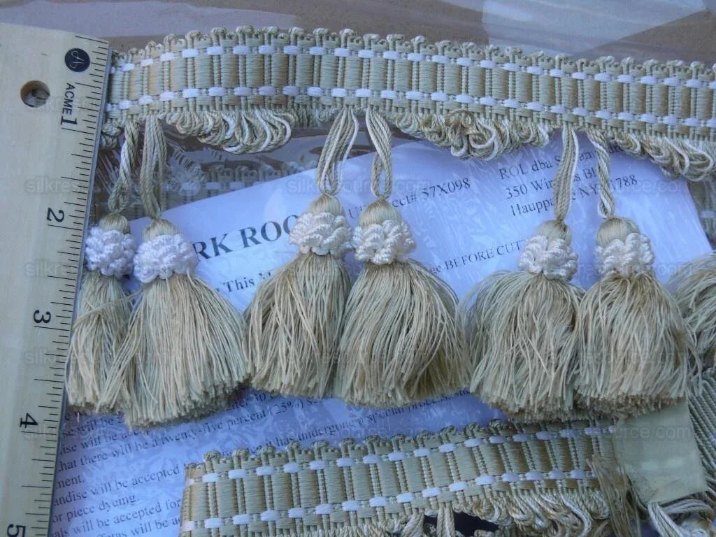 Scalamandre 100% Silk Tassel Fringe Trim, Wheat &amp; White Light Gold MSRP USD 259/Y