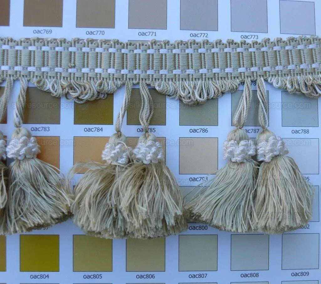 Scalamandre 100% Silk Tassel Fringe Trim, Wheat &amp; White Light Gold MSRP USD 259/Y