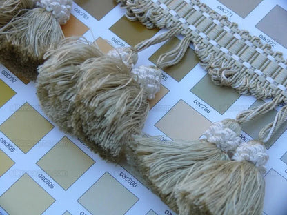 Scalamandre 100% Silk Tassel Fringe Trim, Wheat &amp; White Light Gold MSRP USD 259/Y