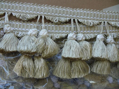 Scalamandre 100% Silk Tassel Fringe Trim, Wheat &amp; White Light Gold MSRP USD 259/Y