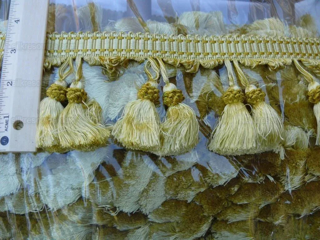 Scalamandre 100% Silk Tassel Fringe Trim Amber &amp; Gold Yellow MSRP USD 259/Y