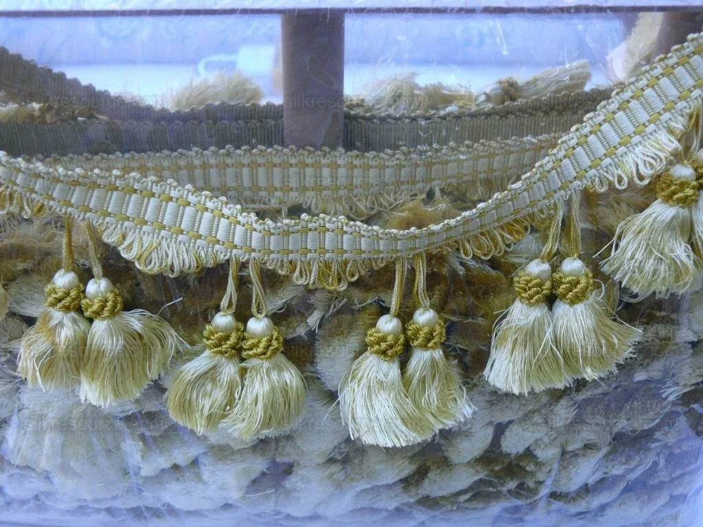 Scalamandre 100% Silk Tassel Fringe Trim Amber &amp; Gold Yellow MSRP USD 259/Y