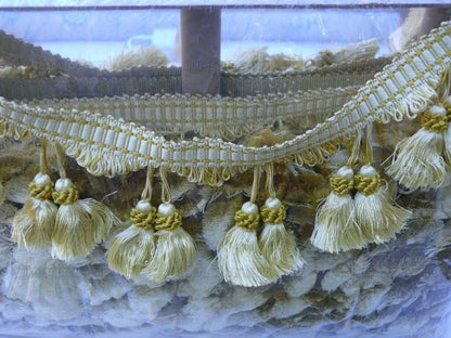 Scalamandre 100% Silk Tassel Fringe Trim Amber &amp; Gold Yellow MSRP USD 259/Y