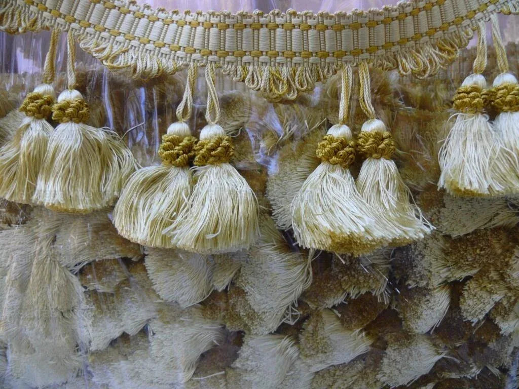 Scalamandre 100% Silk Tassel Fringe Trim Amber &amp; Gold Yellow MSRP USD 259/Y