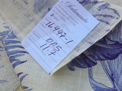 Scalamandre Tropical Toile Linen Gustavian Blue On Ivory Butterfly Fern Palm Berry MSRP USD 215