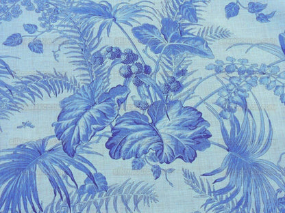 Scalamandre Tropical Toile Linen Gustavian Blue On Ivory Butterfly Fern Palm Berry MSRP USD 215