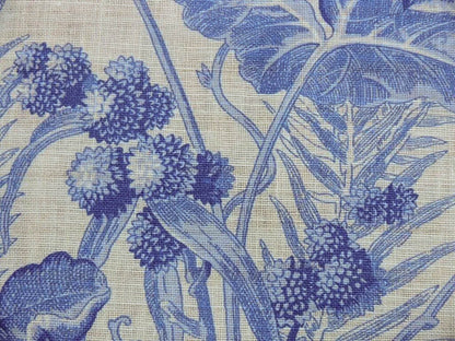 Scalamandre Tropical Toile Linen Gustavian Blue On Ivory Butterfly Fern Palm Berry MSRP USD 215