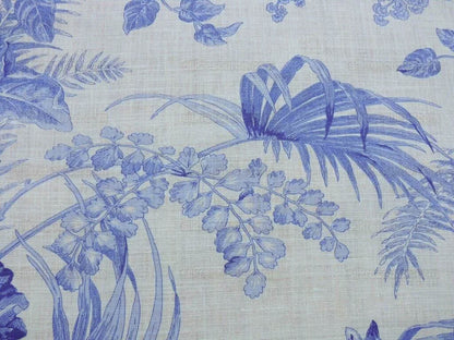Scalamandre Tropical Toile Linen Gustavian Blue On Ivory Butterfly Fern Palm Berry MSRP USD 215