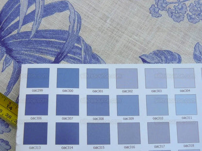 Scalamandre Tropical Toile Linen Gustavian Blue On Ivory Butterfly Fern Palm Berry MSRP USD 215