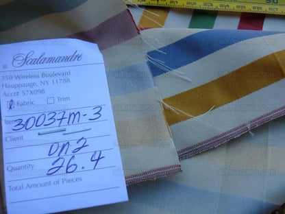 Scalamandre Louvre Silk Satin Stripe Red Green Yellow Blue White Rainbow Candy Stripe