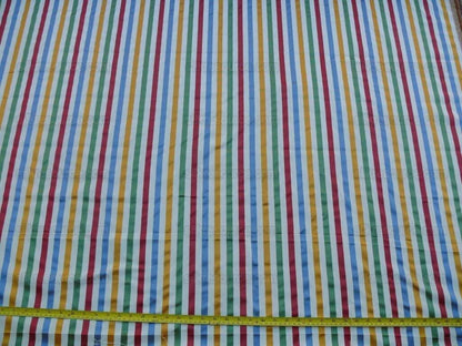 Scalamandre Louvre Silk Satin Stripe Red Green Yellow Blue White Rainbow Candy Stripe