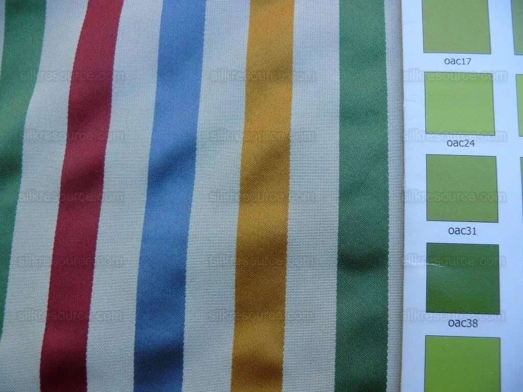 Scalamandre Louvre Silk Satin Stripe Red Green Yellow Blue White Rainbow Candy Stripe