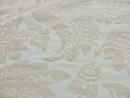 By Yard Scalamandre "Hunt Damask" in Special Ivory 100% Cotton Renaissance Damask Heavy MSRP USD300+/Y