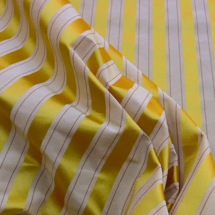 Scalamandre Province Stripe Silk Taffeta and Silk Satin Golds Bty MSRP USD 500+/Y