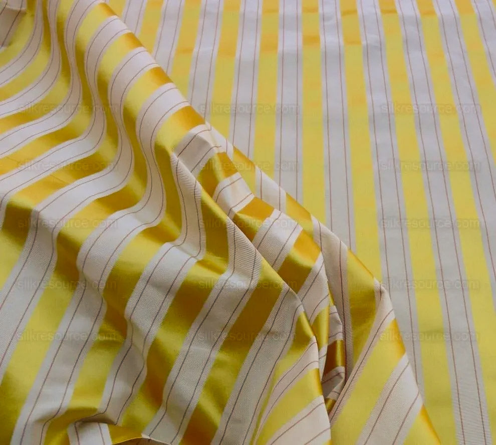 Scalamandre Province Stripe Silk Taffeta and Silk Satin Golds Bty MSRP USD 500+/Y