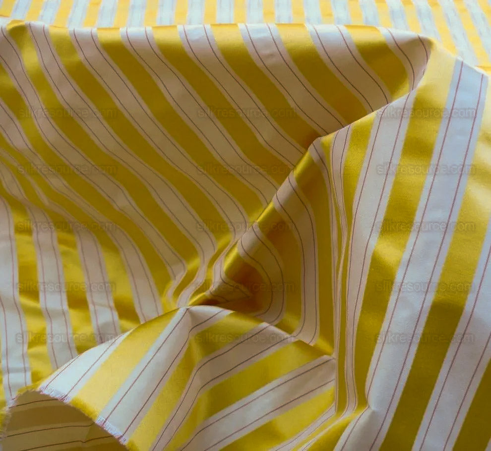 Scalamandre Province Stripe Silk Taffeta and Silk Satin Golds Bty MSRP USD 500+/Y