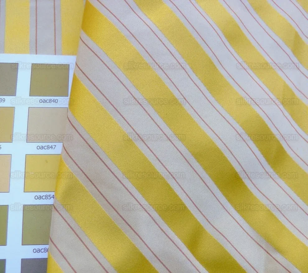 Scalamandre Province Stripe Silk Taffeta and Silk Satin Golds Bty MSRP USD 500+/Y