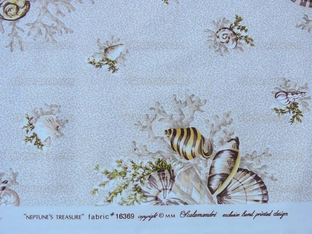 Scalamandre Neptune's Treasure Seashell Nautical Conch Scallop Nautilus Taupe Beige MSRP USD 259/y