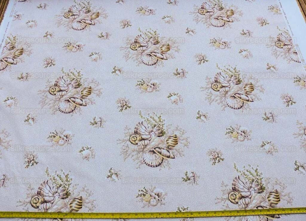 Scalamandre Neptune's Treasure Seashell Nautical Conch Scallop Nautilus Taupe Beige MSRP USD 259/y