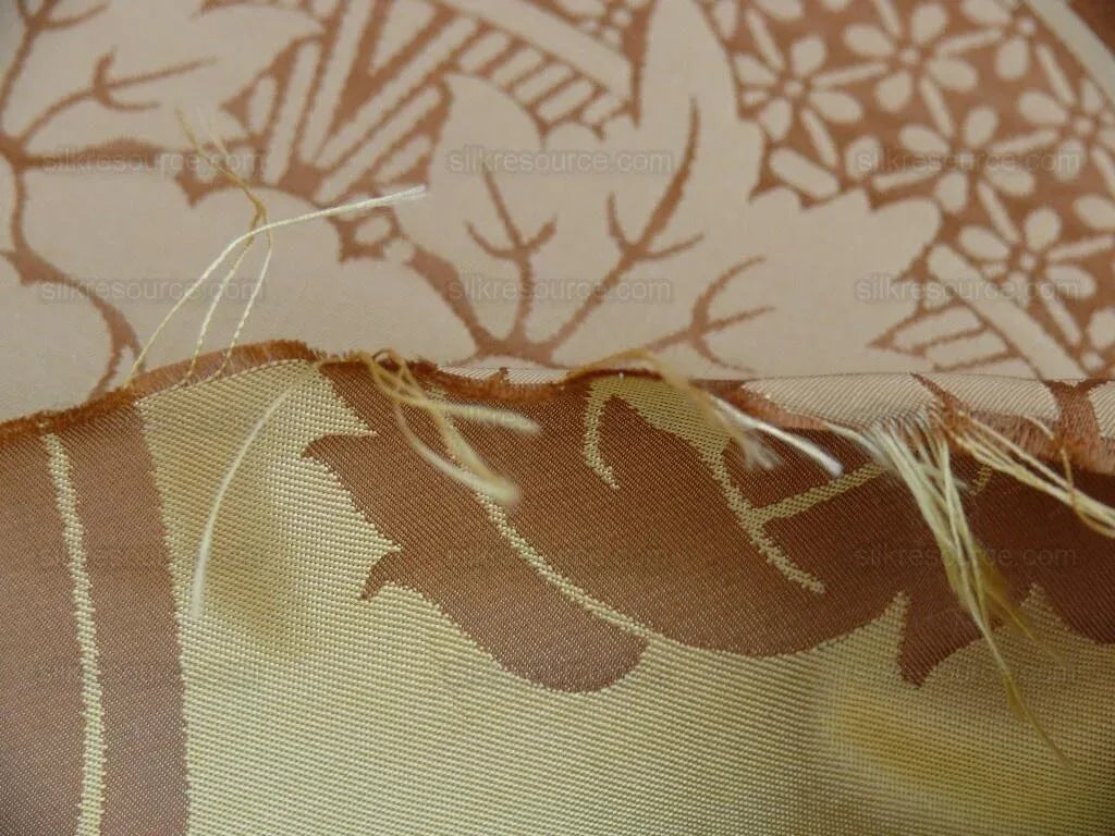0.3 Yard Scalamandre Nashville Copper &amp; Antique Gold 100% Silk Damask Chinoiserie Peony Flower Basket Circa 1830