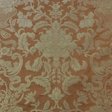 Scalamandre Nashville Copper & Antique Gold 100% Silk Damask Chinoiserie Peony Flower Basket Circa 1830
