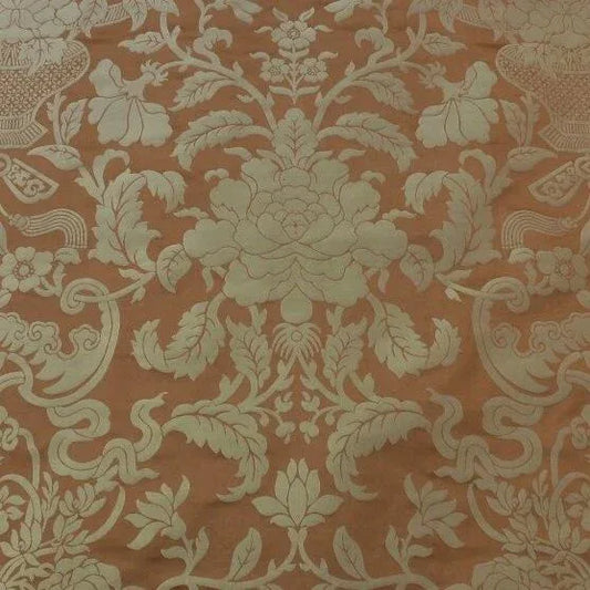 Scalamandre Nashville 100 % Silk Damask,Copper & Antique Gold