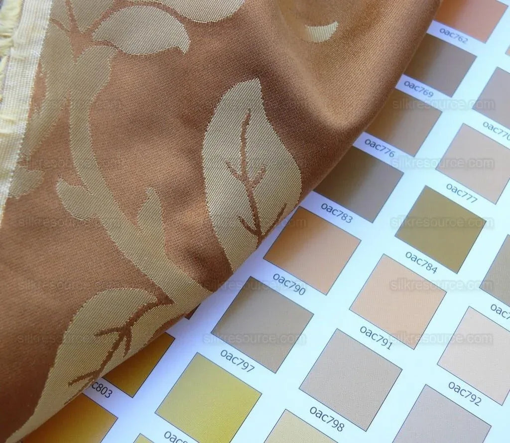 0.3 Yard Scalamandre Nashville Copper &amp; Antique Gold 100% Silk Damask Chinoiserie Peony Flower Basket Circa 1830