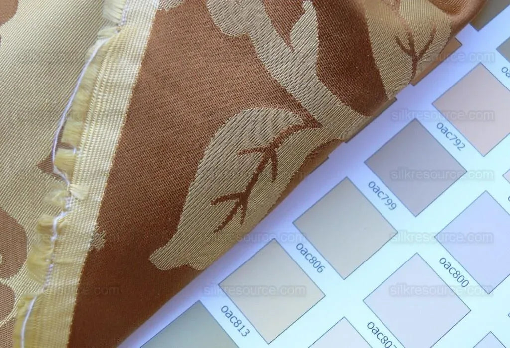 0.3 Yard Scalamandre Nashville Copper &amp; Antique Gold 100% Silk Damask Chinoiserie Peony Flower Basket Circa 1830