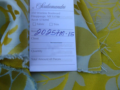 Scalamandre Nashville Ming Yellow Sky Blue 100% Silk Damask Chinoiserie Peony Flower Basket Circa 1830