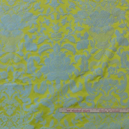 Scalamandre Nashville 100% Silk Damask,Ming Yellow & Sky Blue